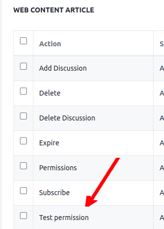 Test permission visible in roles panel