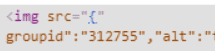 Screen showing the JSON inside img tag